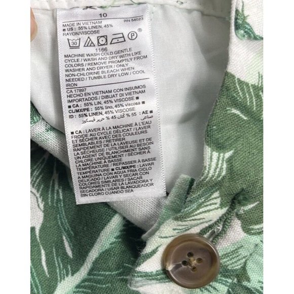 OLD NAVY Shorts Women's Size 10 Green/White Floral All Over Print Linen Summer - Picture 11 of 11